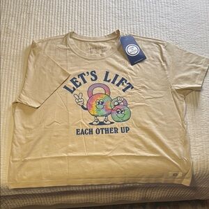 Life Is Good Tan Crop Top with Playful Graphic